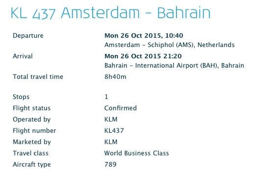 KLM AMS-BAH 26 October 789