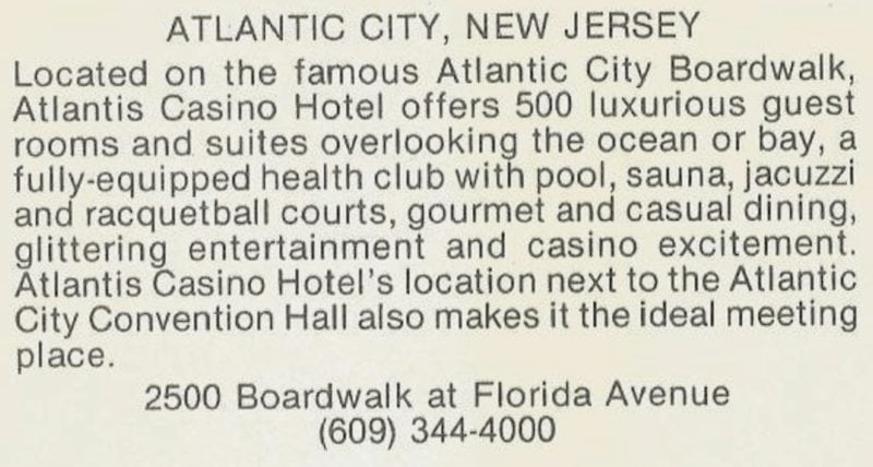 Post Card Description Atlantis originally Playboy Atlantic City