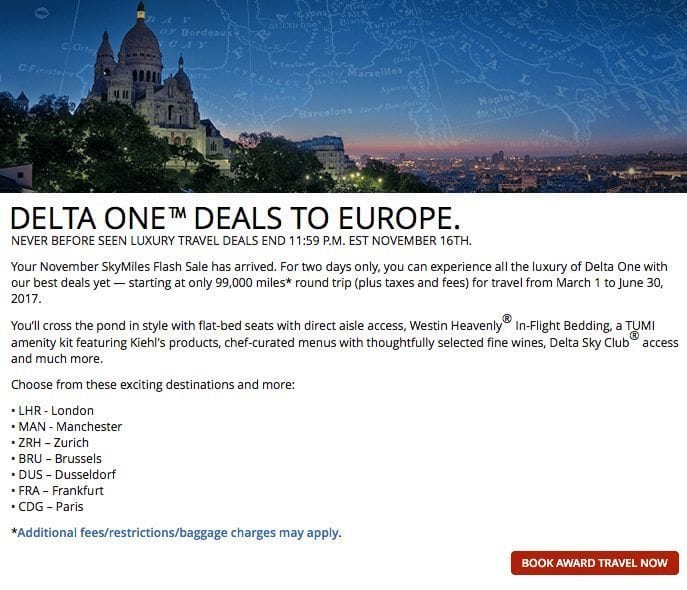 Delta One Flash Sale Cities