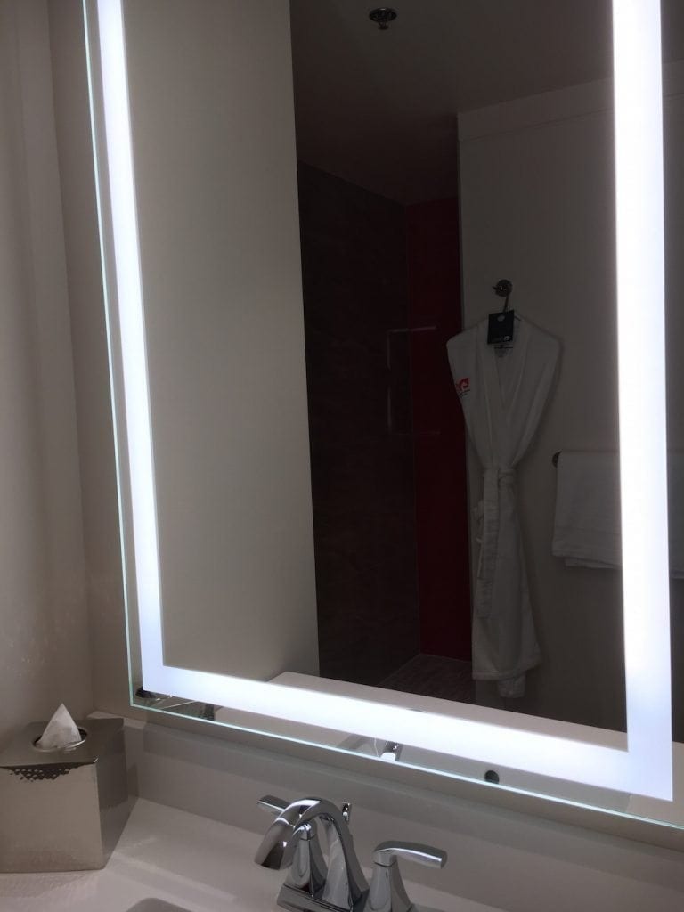 Robes in the Bathroom Mirror at Lucky Dragon