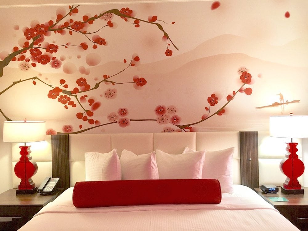 Bed and Accent Wall at Lucky Dragon