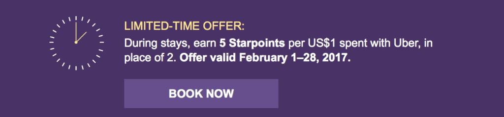 Limited Time earn 5 Starpoints per US$1 with Uber and Change in Program