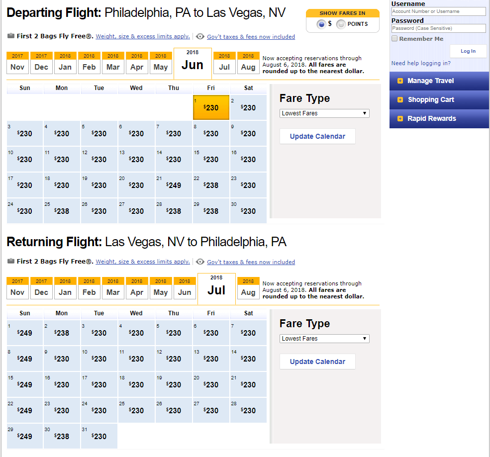 Finding Low Fares On Southwest Airlines Travelzork