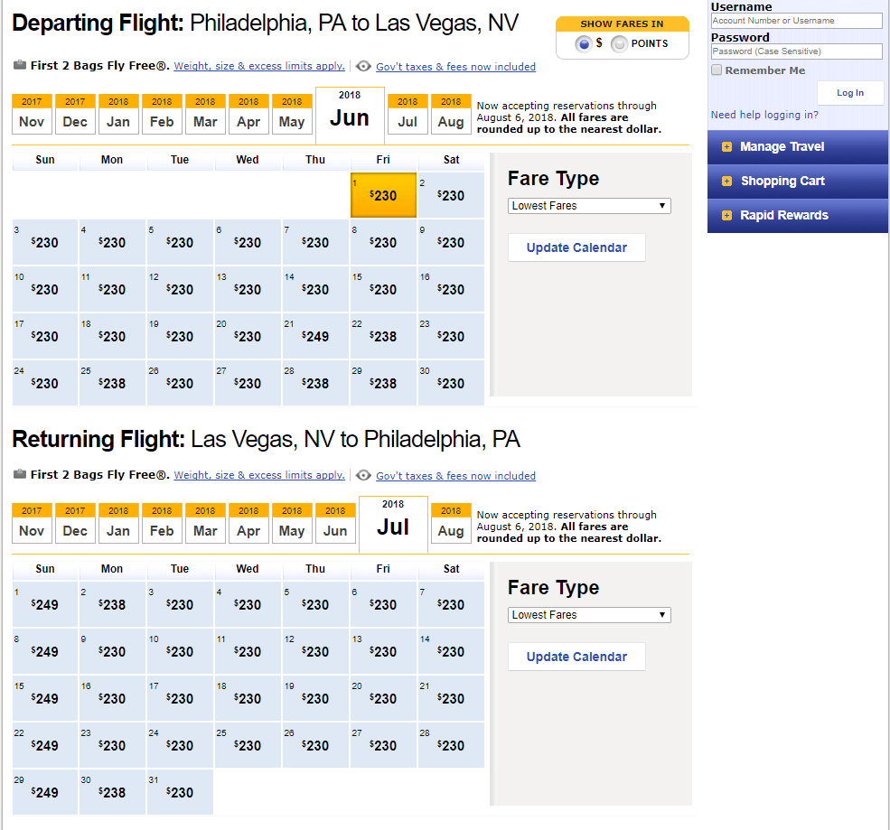 Finding Low Fares on Southwest Airlines - TravelZork