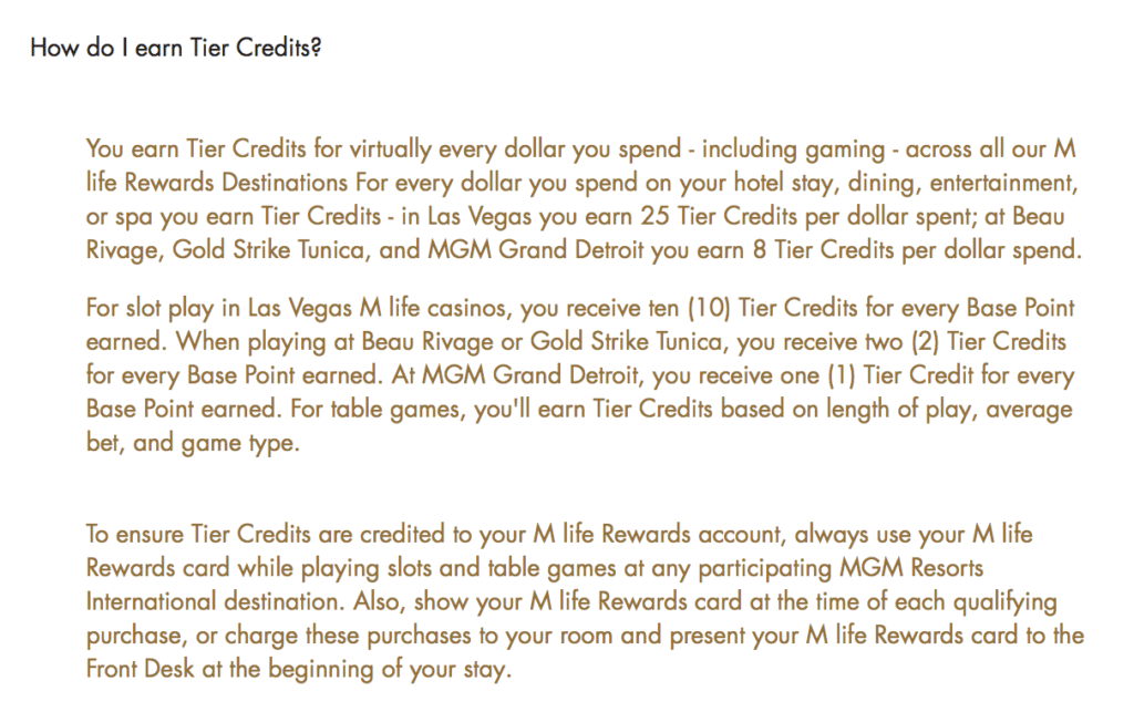 MGM MLife | How Do I Earn Tier Credits?