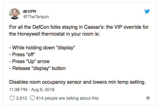 Override Caesars Thermostat Las Vegas