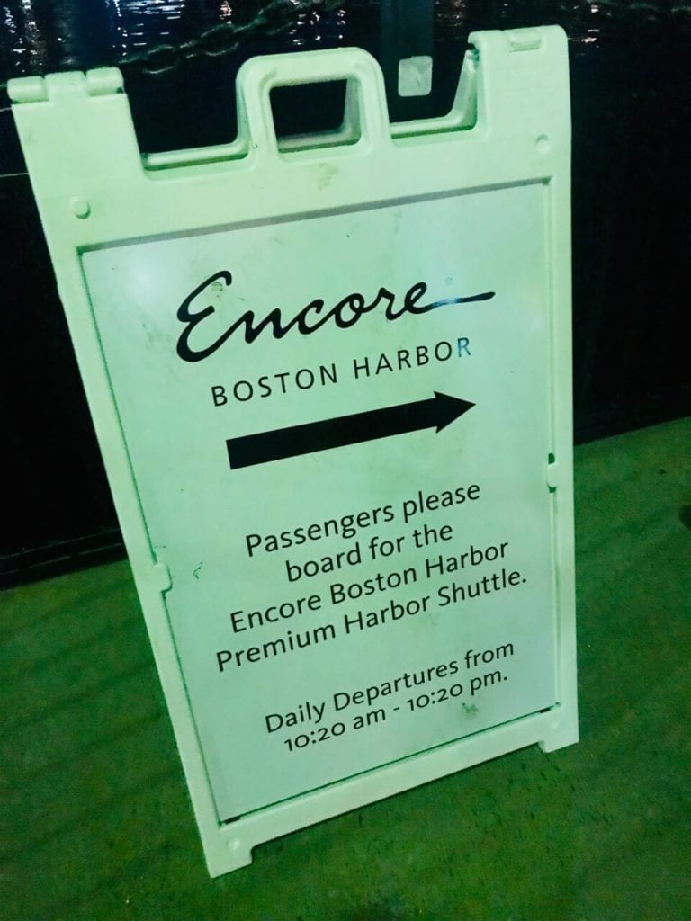 Encore Boston Harbor Harbor Shuttle Sign