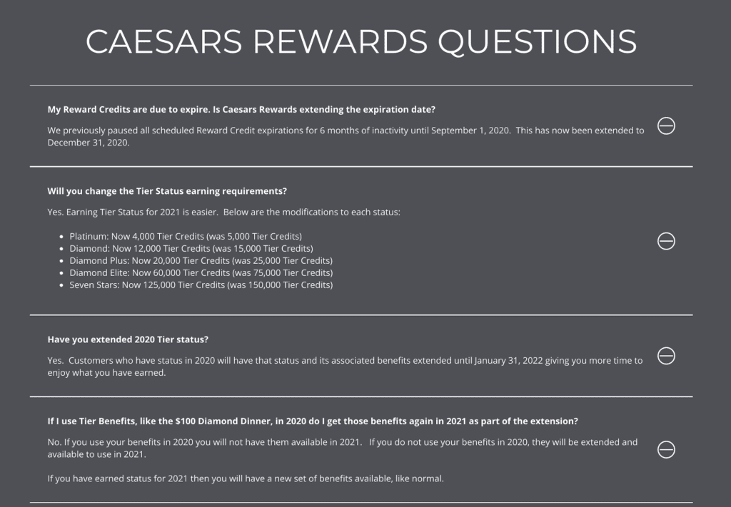 CAESARS REWARDS Extending Tier - Caesars Rewards Tier Status Questions