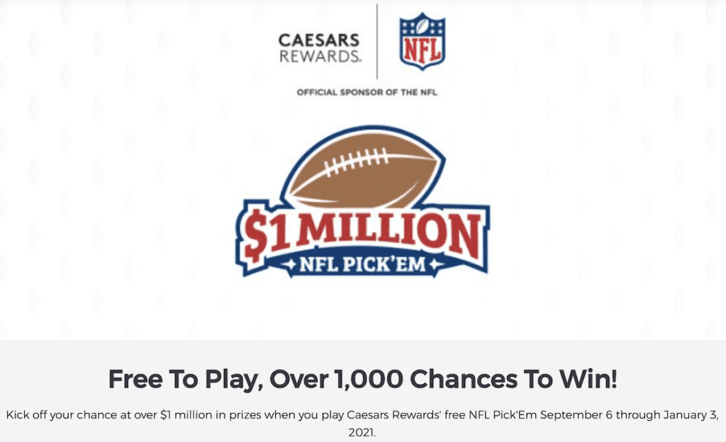 Caesars Rewards free NFL PickEm CONTEST