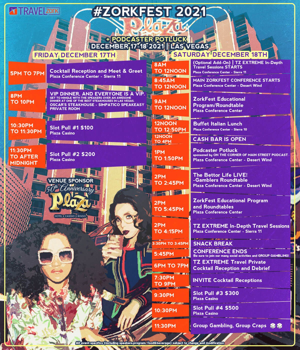 ZorkFest Casino Travel Gambling Loyalty Conference - Plaza Hotel Casino Las Vegas - Schedule 2021